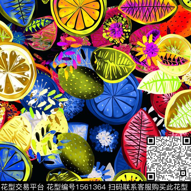 03903.jpg - 1561364 - 水果 植物 绘画 - 数码印花花型 － 女装花型设计 － 瓦栏