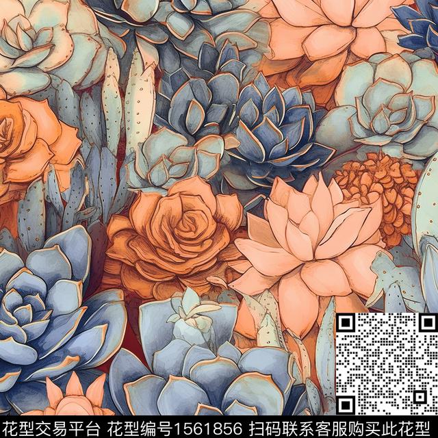 ZZ494 pat v.jpg - 1561856 - 花卉 多肉 仙人掌 - 数码印花花型 － 礼品花型设计 － 瓦栏
