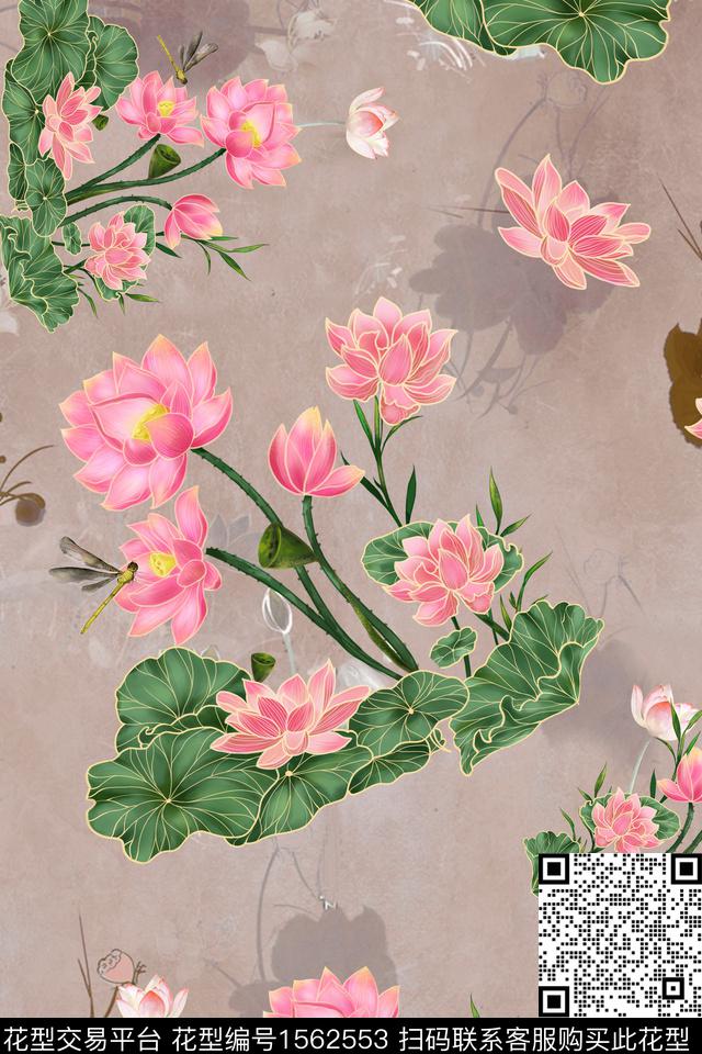 gmd0678A.jpg - 1562553 - 花卉 真丝 中老年 - 数码印花花型 － 女装花型设计 － 瓦栏