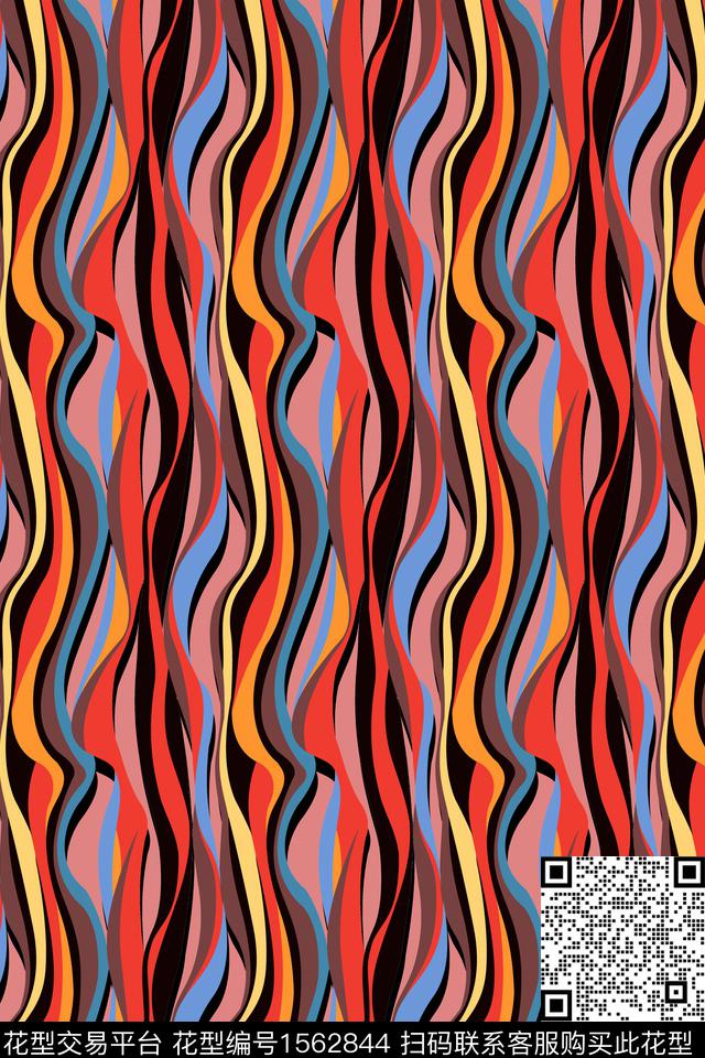 dq066.jpg - 1562844 - 条纹 波浪 抽象 - 数码印花花型 － 女装花型设计 － 瓦栏