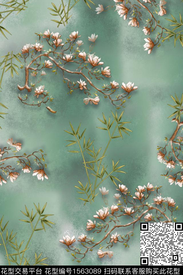 z-10.jpg - 1563089 - 底纹 花卉 竹子 - 数码印花花型 － 女装花型设计 － 瓦栏