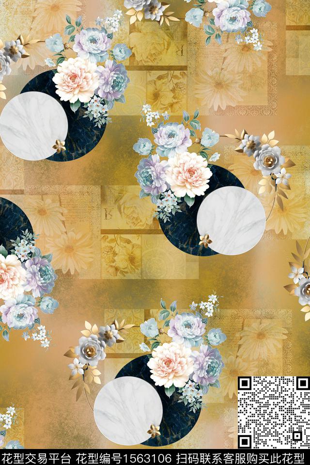 z-15.jpg - 1563106 - 花卉 几何 圆 - 数码印花花型 － 女装花型设计 － 瓦栏