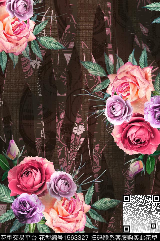 g0562.jpg - 1563327 - 大花 底纹 花卉 - 数码印花花型 － 女装花型设计 － 瓦栏