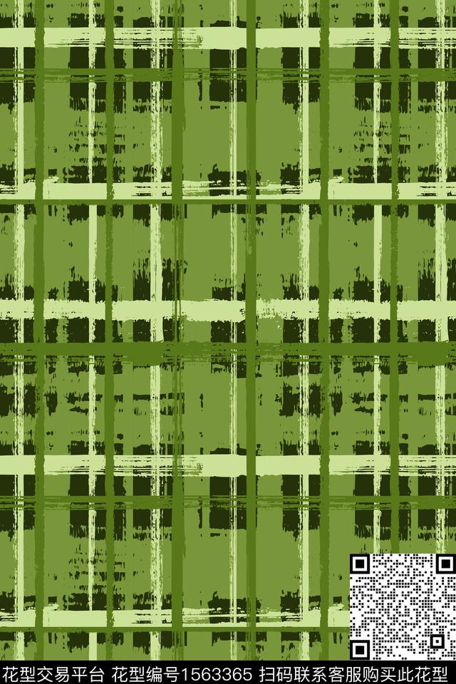 绿草如茵.jpg - 1563365 - 绿色 线条 格子 - 数码印花花型 － 男装花型设计 － 瓦栏