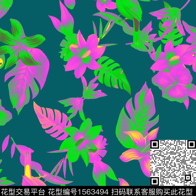 06660.jpg - 1563494 - 抽象花卉 炫彩 抽象 - 数码印花花型 － 礼品花型设计 － 瓦栏