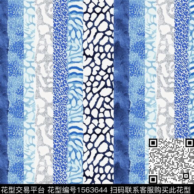 ZZ498 pat blue.jpg - 1563644 - 纹理 条纹 shuicai - 数码印花花型 － 女装花型设计 － 瓦栏