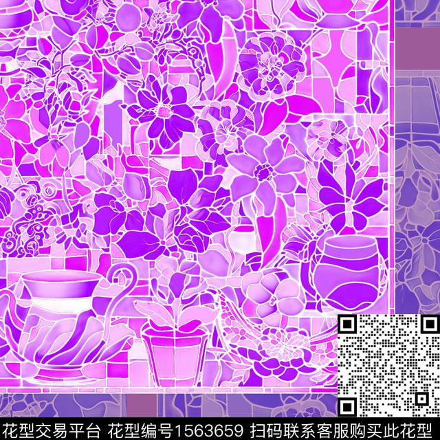 70807.jpg - 1563659 - 花卉 混合拼接 炫彩 - 数码印花花型 － 女装花型设计 － 瓦栏