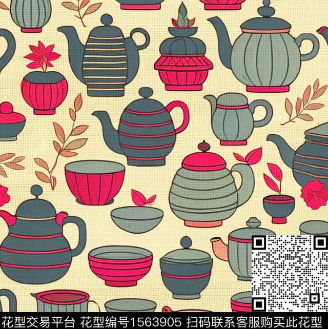 ZZ504 pat.jpg - 1563905 - 茶壶 手绘 趣味 - 数码印花花型 － 礼品花型设计 － 瓦栏