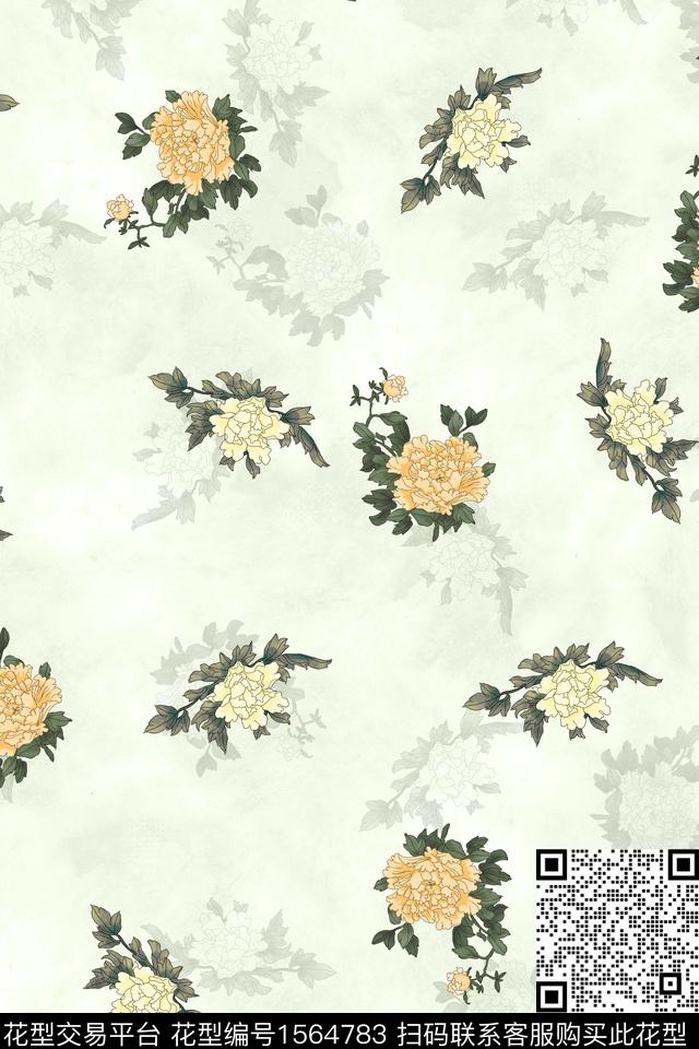 HTB1D193.jpg - 1564783 - 小碎花 花卉 中国 - 数码印花花型 － 女装花型设计 － 瓦栏