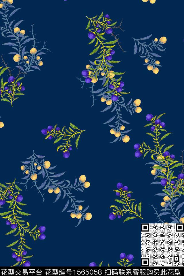 long-0011.jpg - 1565058 - 果子 绿植树叶 花卉 - 数码印花花型 － 女装花型设计 － 瓦栏