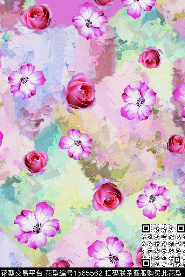2024.3.28(跳接）.jpg - 1565562 - 花卉 扎染花型 水彩 - 数码印花花型 － 女装花型设计 － 瓦栏