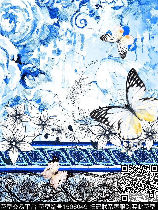 1 (2).jpg - 1566049 - 水彩 花卉 蝴蝶 - 数码印花花型 － 女装花型设计 － 瓦栏