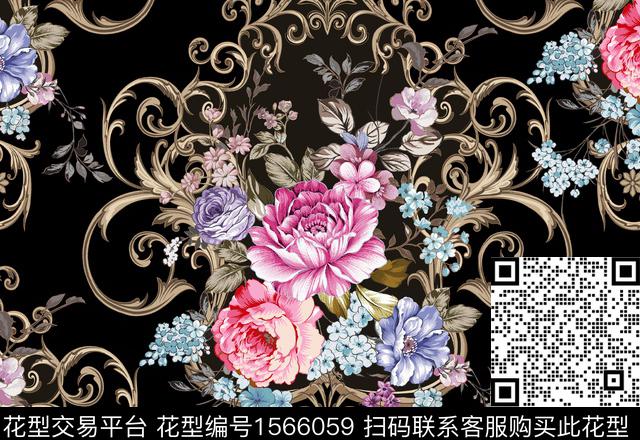 xj1038a2.jpg - 1566059 - 欧式花纹 花卉 卷草 - 数码印花花型 － 墙纸花型设计 － 瓦栏