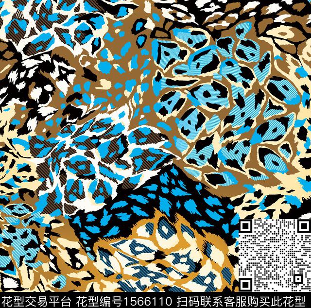 豹纹肌理.jpg - 1566110 - 条纹 撞色 豹纹 - 数码印花花型 － 女装花型设计 － 瓦栏