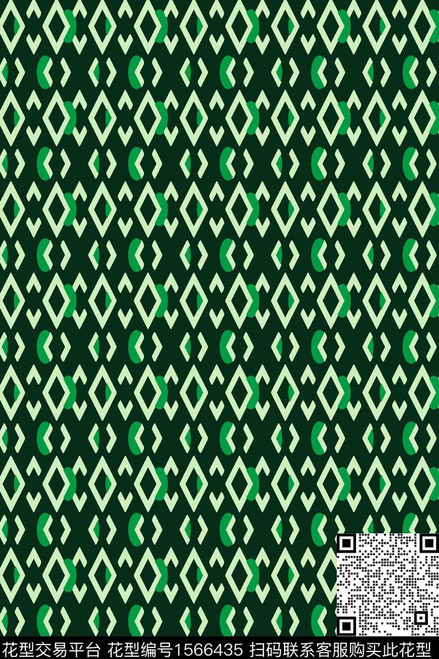 上下左右.jpg - 1566435 - 绿色 箭头 几何 - 传统印花花型 － 男装花型设计 － 瓦栏