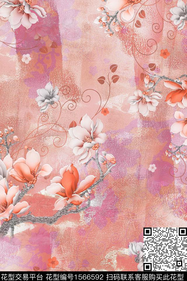 MM1013.jpg - 1566592 - 花卉 底纹 跳接 - 数码印花花型 － 女装花型设计 － 瓦栏