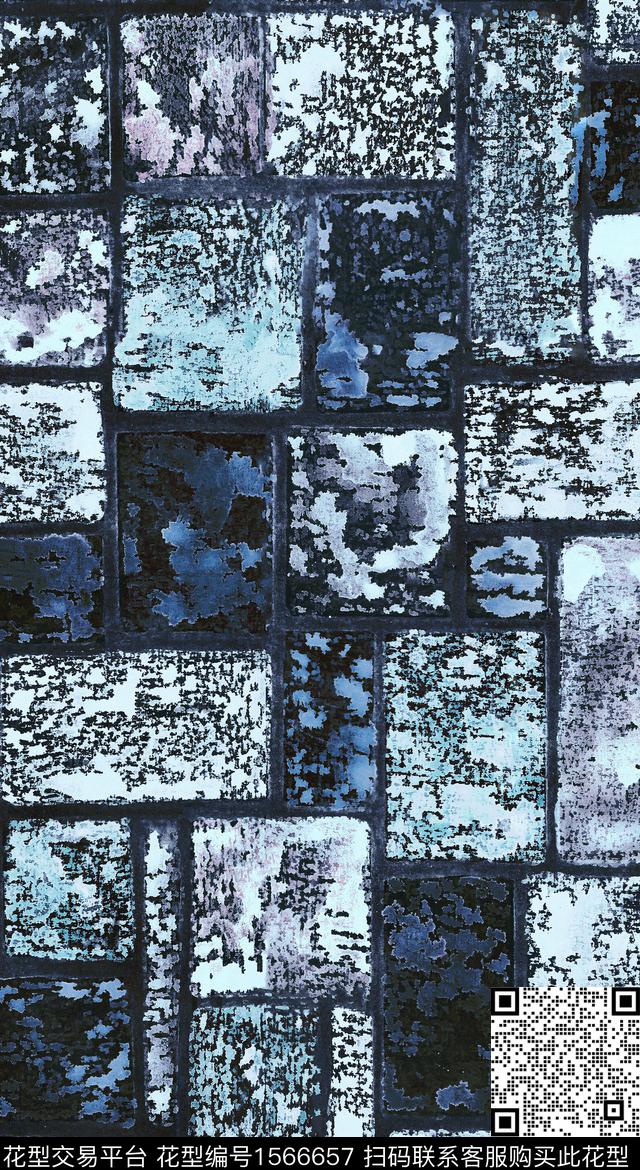 AM16T213 orig pattern blu.jpg - 1566657 - 几何 格子 肌理 - 数码印花花型 － 墙纸花型设计 － 瓦栏