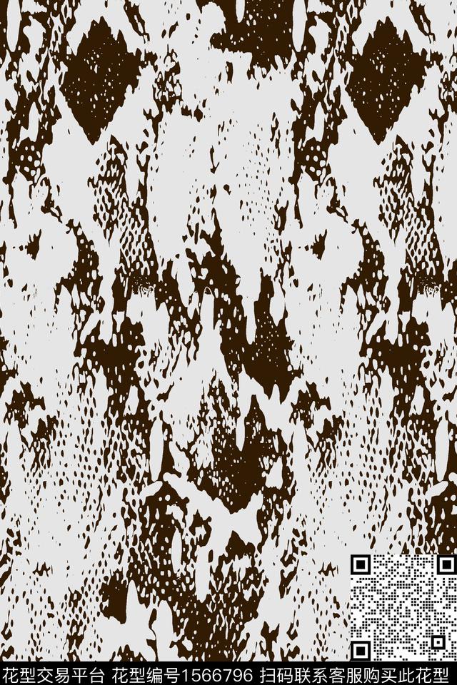皮里春秋.jpg - 1566796 - 扎染花型 动物纹 蛇纹 - 数码印花花型 － 男装花型设计 － 瓦栏