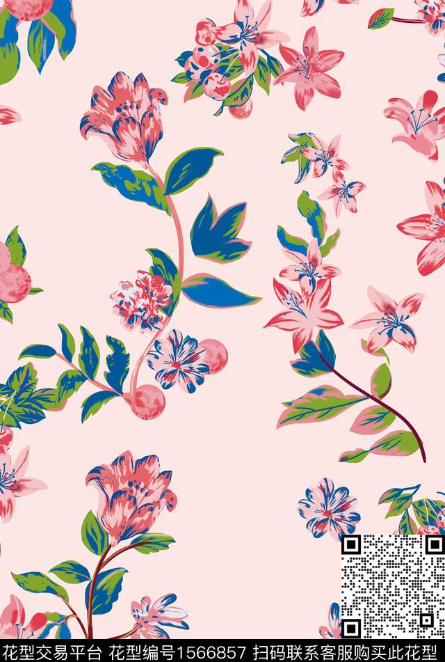 抽象花  粉色.jpg - 1566857 - 花卉 水彩花卉 水果 - 数码印花花型 － 女装花型设计 － 瓦栏