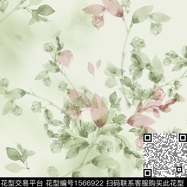 04211b.jpg - 1566922 - 水彩 花卉 叶子 - 数码印花花型 － 女装花型设计 － 瓦栏