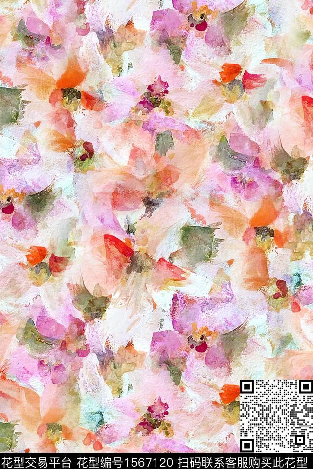 xz5451.jpg - 1567120 - 抽象 水彩 花卉 - 数码印花花型 － 女装花型设计 － 瓦栏