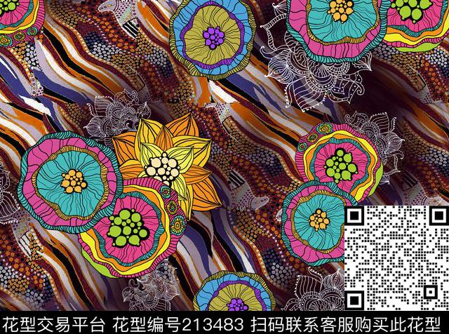 wk130207副本 - 213483 - 花卉 插画 矢量图 - 数码印花花型 － 女装花型设计 － 瓦栏