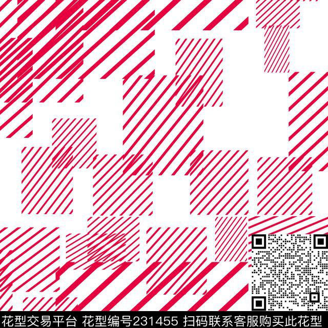 yysj-斜纹乱方2 - 231455 -  - 传统印花花型 － 床品花型设计 － 瓦栏