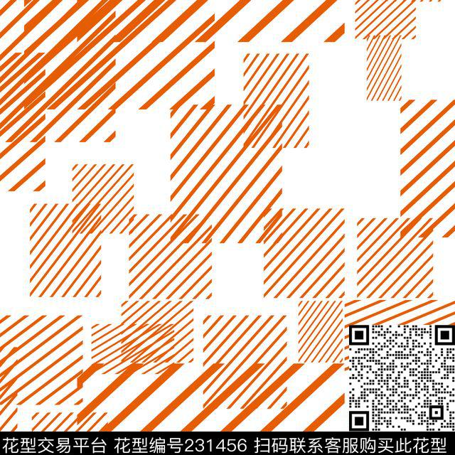 yysj-斜纹乱方2 - 231456 -  - 传统印花花型 － 床品花型设计 － 瓦栏