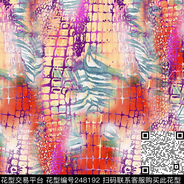 数码几何动物纹 - 248192 -  - 数码印花花型 － 女装花型设计 － 瓦栏