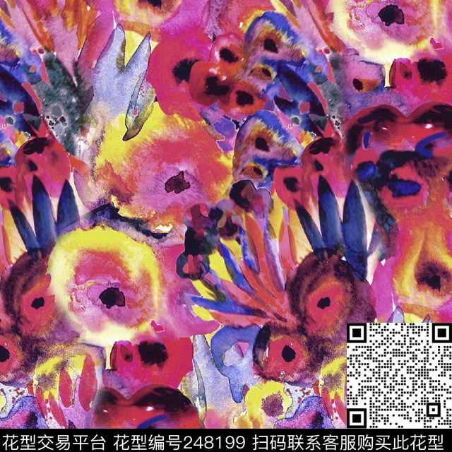 数码水彩纹理 - 248199 -  - 数码印花花型 － 女装花型设计 － 瓦栏