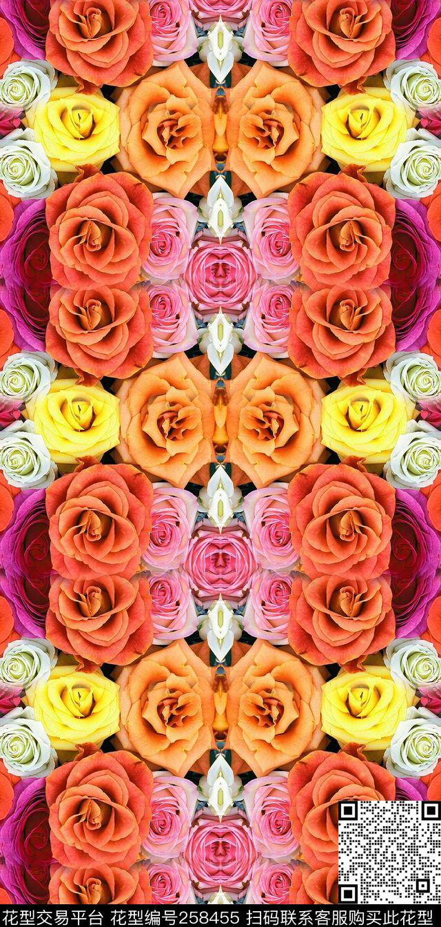 花卉 - 258455 -  - 数码印花花型 － 女装花型设计 － 瓦栏
