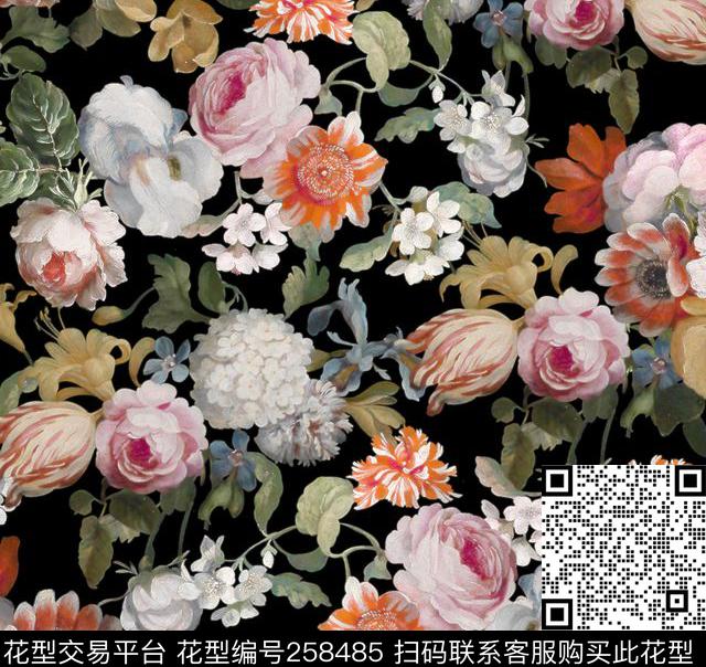 花卉 - 258485 -  - 数码印花花型 － 女装花型设计 － 瓦栏
