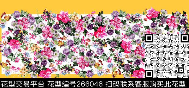MG－J-Y544 - 266046 - 花卉 碎花 田园 - 数码印花花型 － 长巾花型设计 － 瓦栏