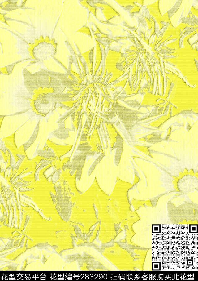 时尚花卉暖色调服装家纺印花 - 283290 - 花卉 印花 - 传统印花花型 － 床品花型设计 － 瓦栏