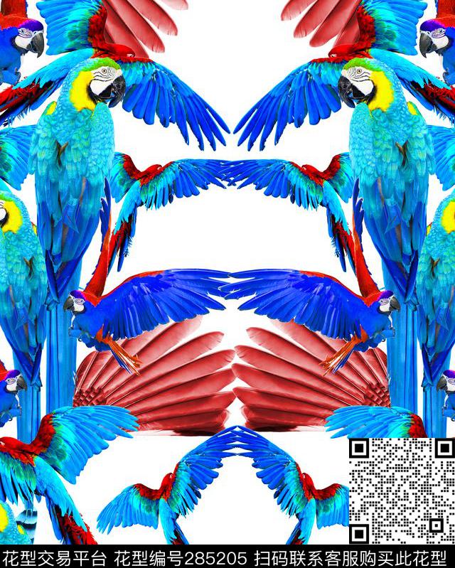 数码 印花 羽毛 动物 纹理 鹦鹉 花卉 花形 布匹 花布 印染 - 285205 - 羽毛 炫彩 光感 - 数码印花花型 － 女装花型设计 － 瓦栏