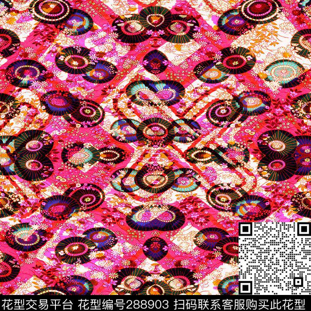 20140216(001) - 288903 - 复古 格纹 伞 - 传统印花花型 － 女装花型设计 － 瓦栏
