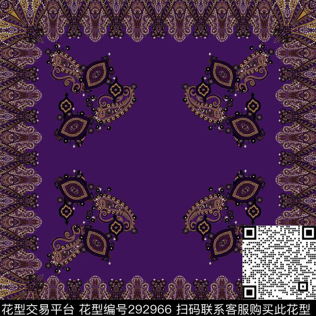 宫廷腰果围巾 - 292966 - 佩斯利涡旋纹 欧式宫廷 复古 - 传统印花花型 － 方巾花型设计 － 瓦栏
