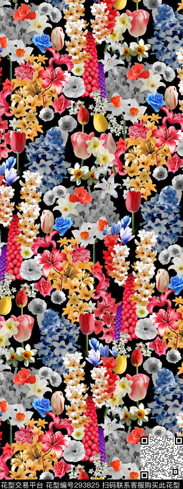 wk110902副本 - 293825 - 摄影写实花卉 炫彩 复古 - 数码印花花型 － 女装花型设计 － 瓦栏