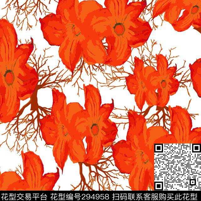 201432 - 294958 -  - 传统印花花型 － 女装花型设计 － 瓦栏