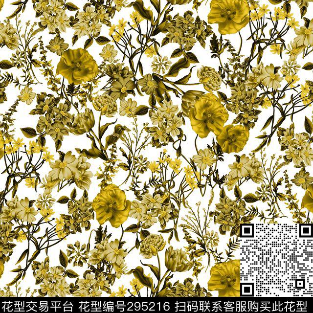 大方巾25 - 295216 - 花卉 围巾 - 传统印花花型 － 方巾花型设计 － 瓦栏