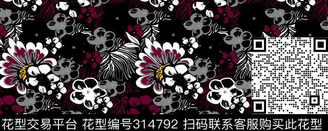 灰调子沙发 - 314792 -  - 传统印花花型 － 女装花型设计 － 瓦栏