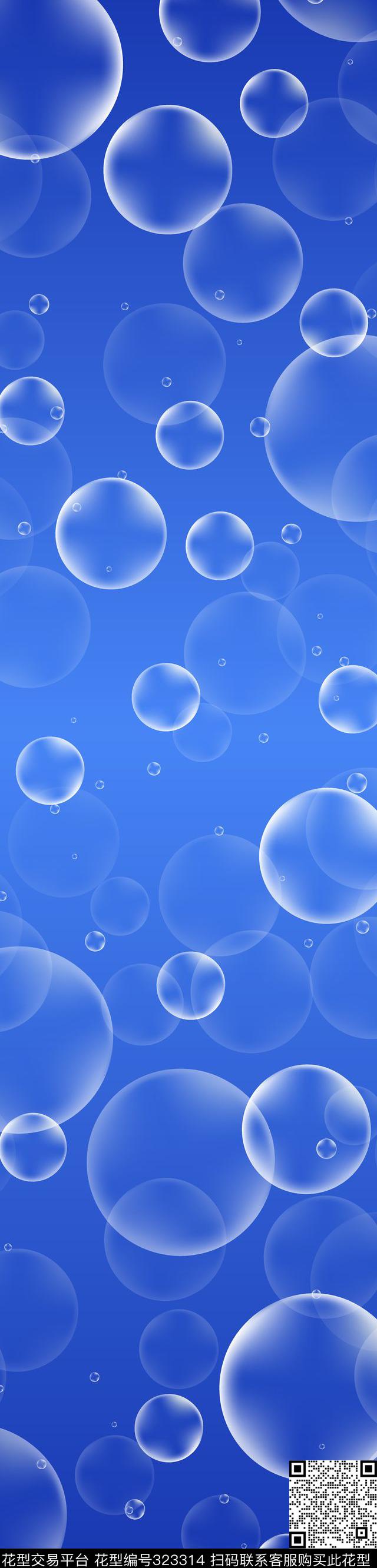 蓝色气泡Yp0031.jpg - 323314 - 家纺 - 传统印花花型 － 床品花型设计 － 瓦栏