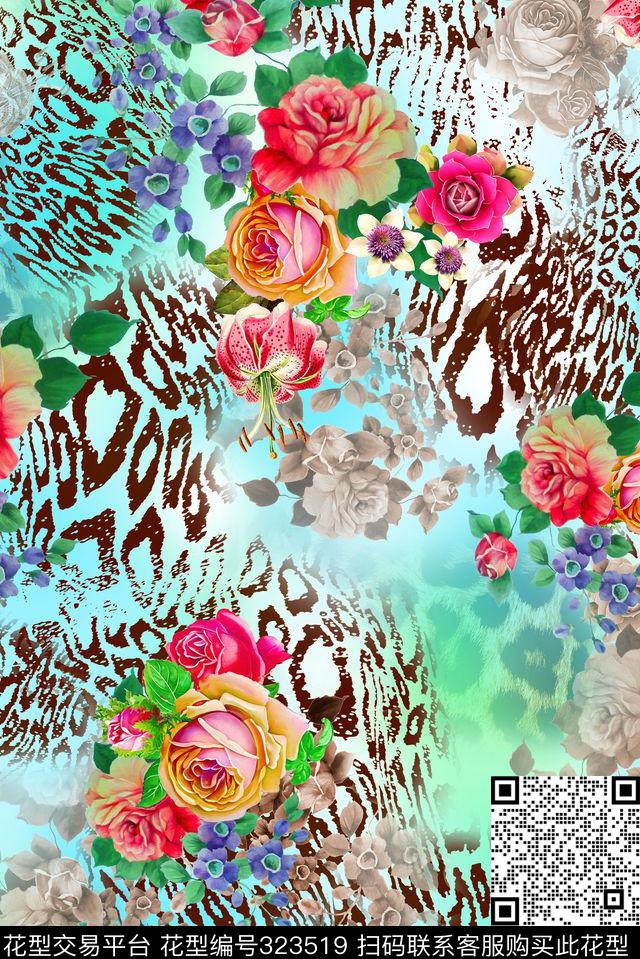动物纹 玫瑰花 数码 MT1402 (44).jpg - 323519 -  - 数码印花花型 － 女装花型设计 － 瓦栏