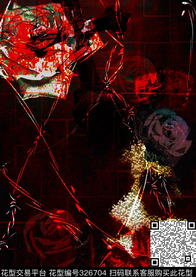 人脸玫瑰5.jpg - 326704 -  - 数码印花花型 － 长巾花型设计 － 瓦栏