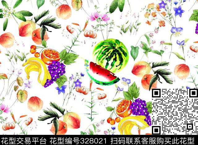 zx201405024j1-0夏日 - 328021 - 抽象 抽象花 清凉 - 数码印花花型 － 女装花型设计 － 瓦栏