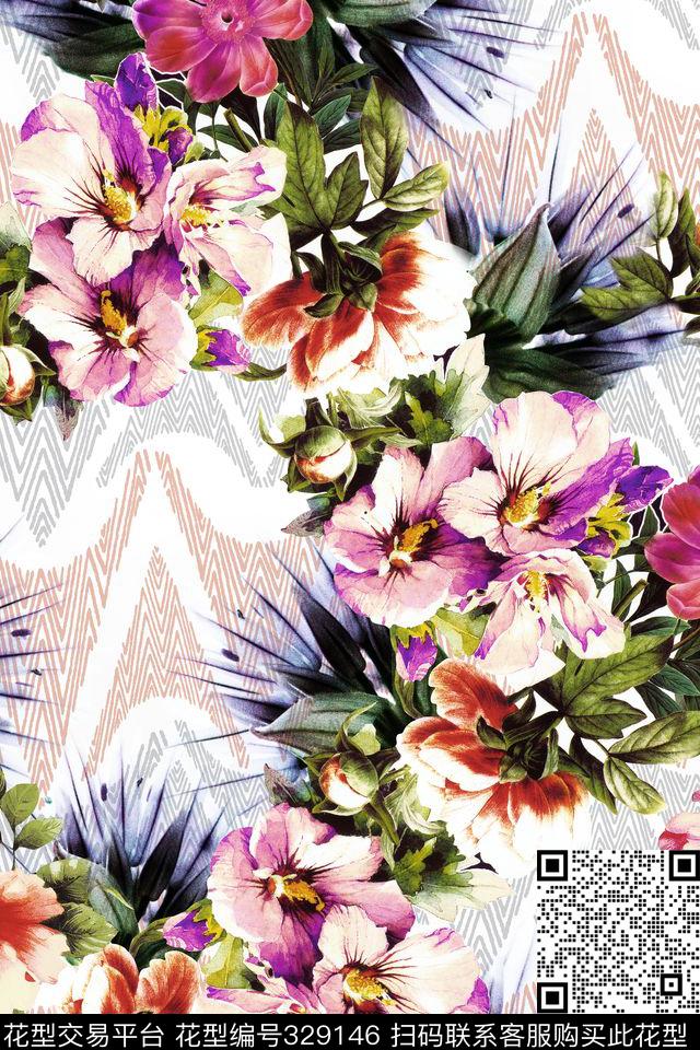 WL-0000111.jpg - 329146 - 花卉 几何 花朵 - 数码印花花型 － 女装花型设计 － 瓦栏