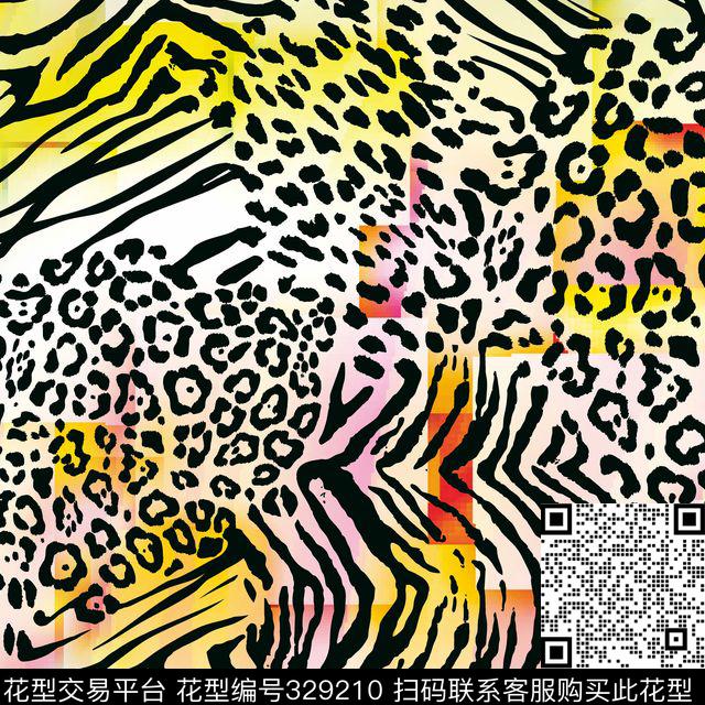1-N幻彩豹纹 - 329210 - 动物纹 - 传统印花花型 － 床品花型设计 － 瓦栏