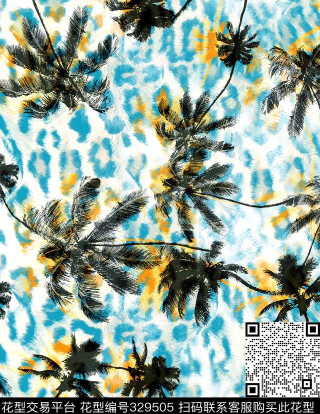 WL-0000116.jpg - 329505 - 热带 海洋 棕榈叶 - 传统印花花型 － 女装花型设计 － 瓦栏