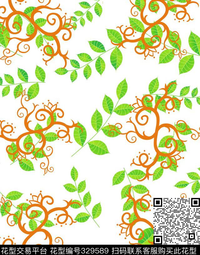 1-P.jpg - 329589 - 花卉-欧式花纹 - 传统印花花型 － 床品花型设计 － 瓦栏