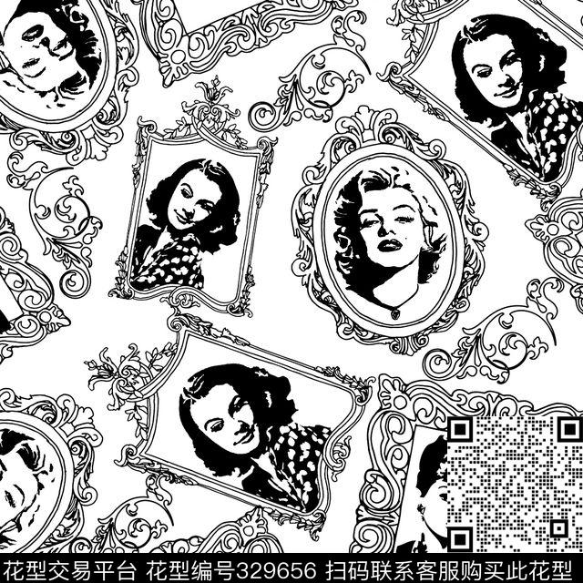 复古名媛光影花卉 - 329656 -  - 传统印花花型 － 女装花型设计 － 瓦栏